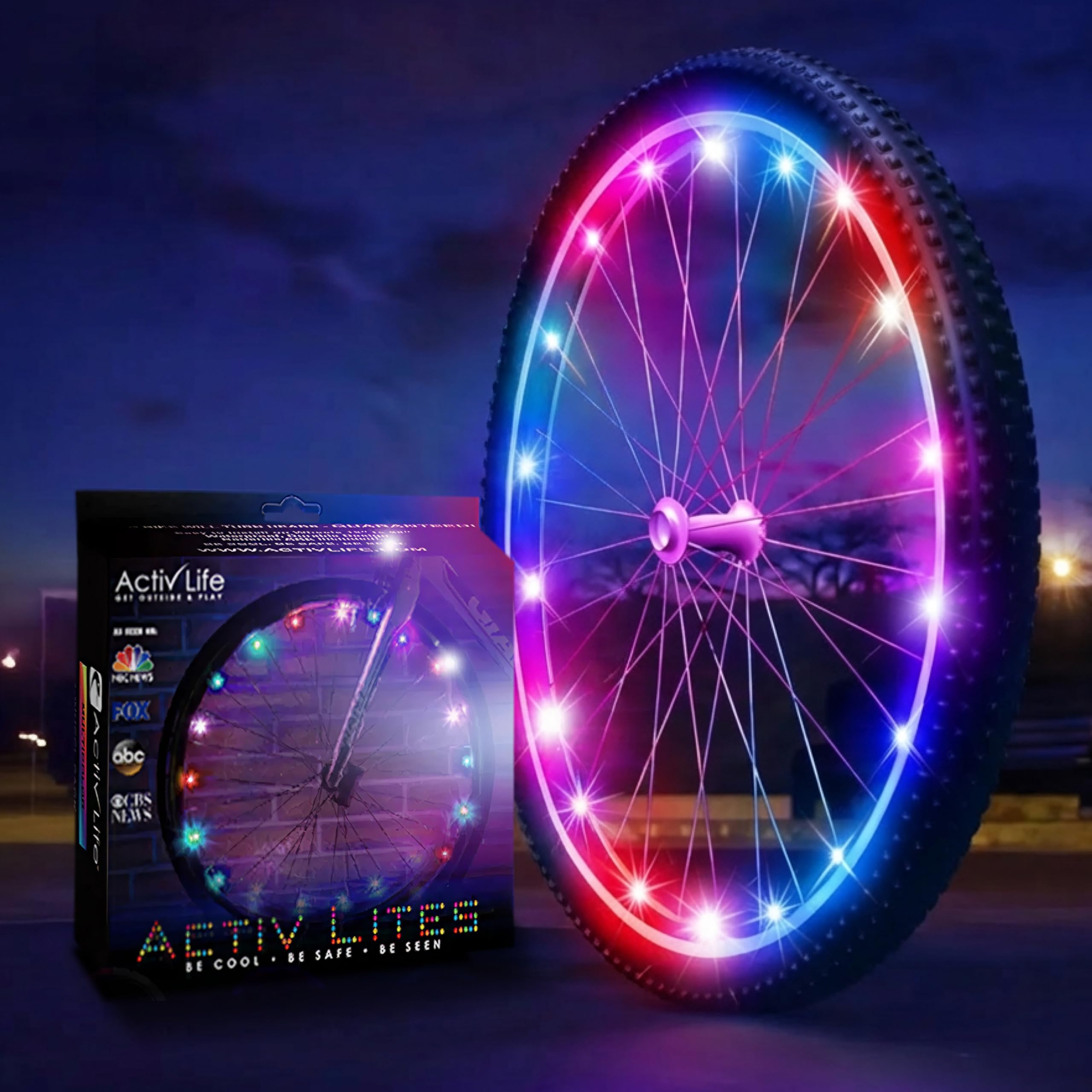 Activ Life LED Bike Wheel Lights with Batteries Included! Get 100% Brighter and Visible from All Angles for Ultimate Safety & Style (1 Tire Pack)