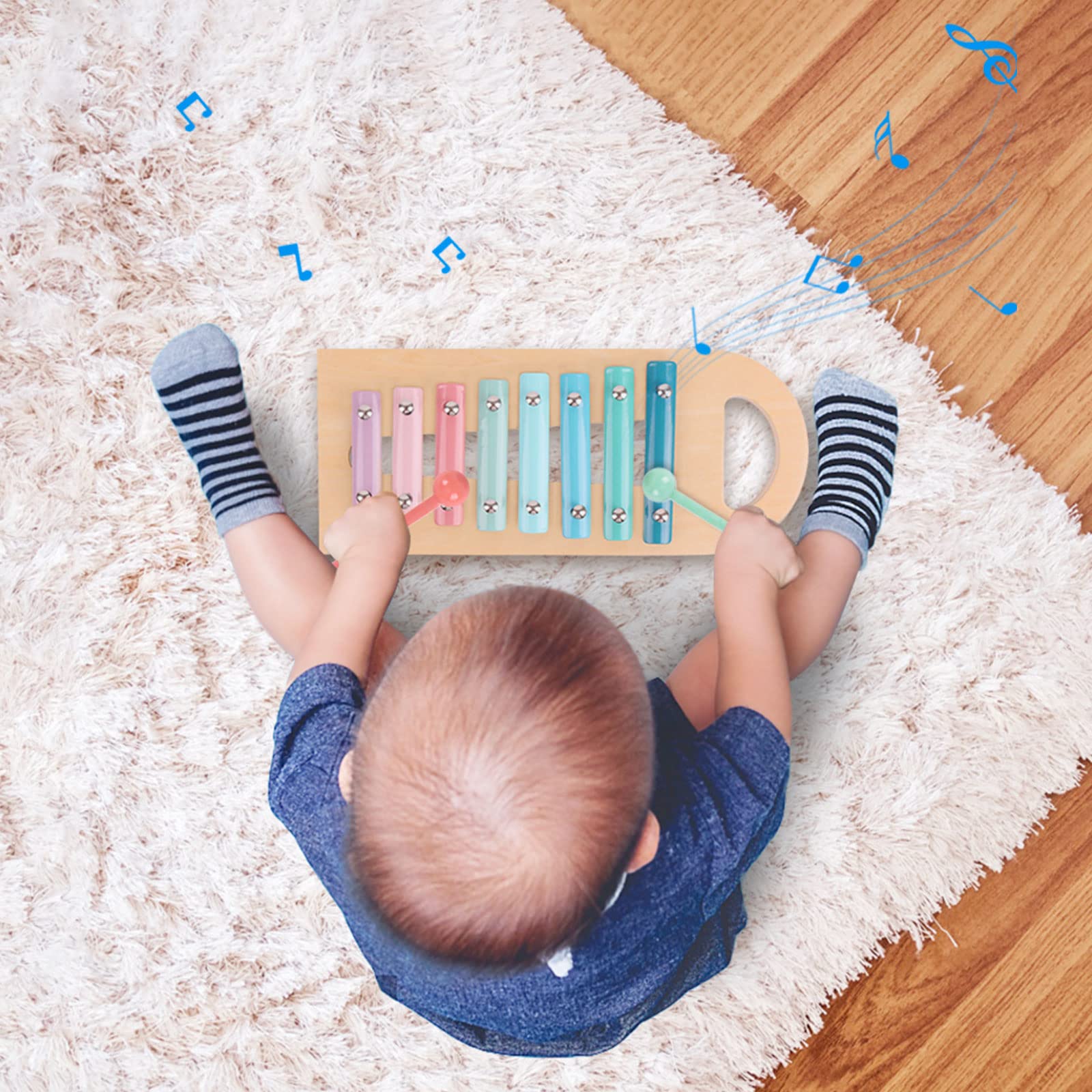 Jouets de Banc Martelant avec Xylophone Bebe Coulissant des Jouets Colorés de Xylophone,des Jouets d'apprentissage pour l'éducation précoce Montessori,Cadeaux d'anniversaire pour 1 2 3 ans et plus