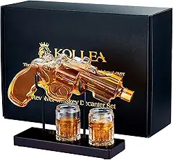 Presentes de Natal para homens pai, Kollea 255 g Decantador de uísque com copos de 59 ml, ideias exclusivas de presente de aniversário para pai da filha, presente engraçado de aposentadoria militar, dispensador de bebidas legal para bar em casa