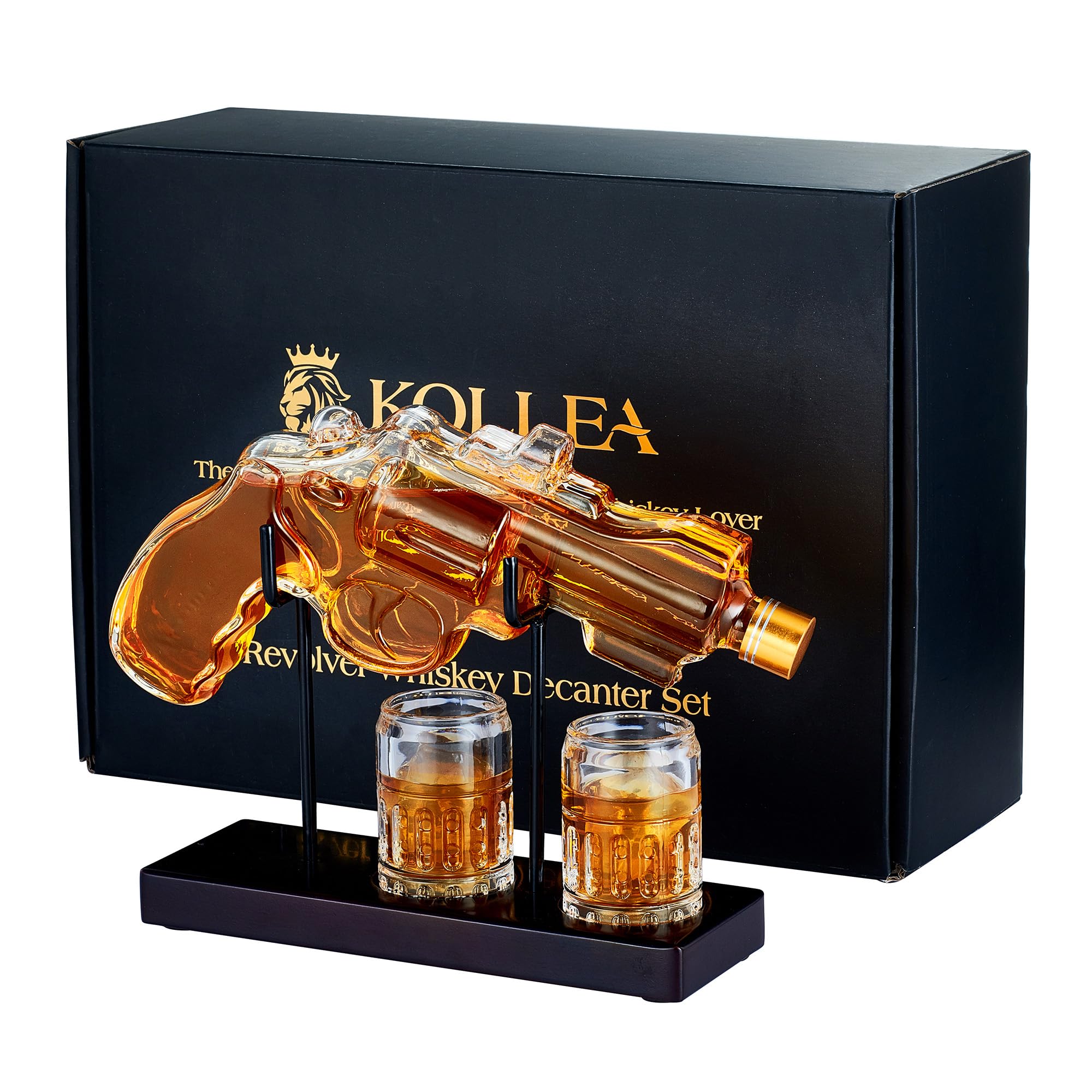 Birthday Gifts for Men Dad, Kollea Gun Whiskey Decanter Set with Shot Glass, Cool Anniversary Christmas Gifts Ideas for Him Husband Brother, Funny Military Retirement Present, Home Bar Drinking Party