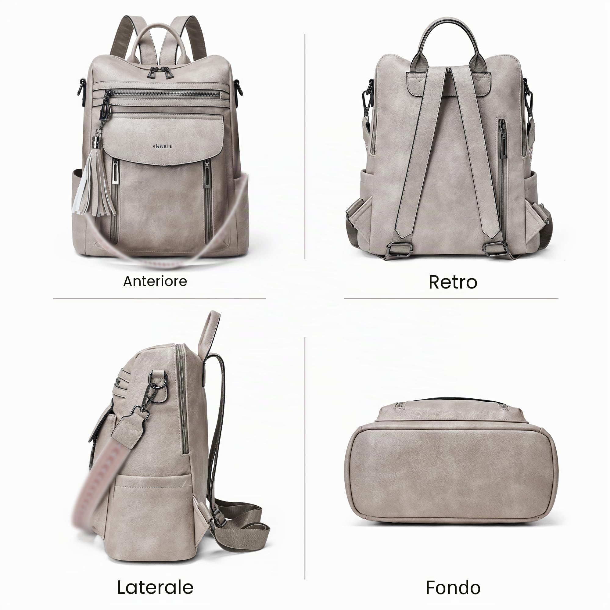 Shrrie Zaino per le donne moda in pelle Zaino, Borsa Designer Zaino da viaggio Borsa a spalla convertibile con