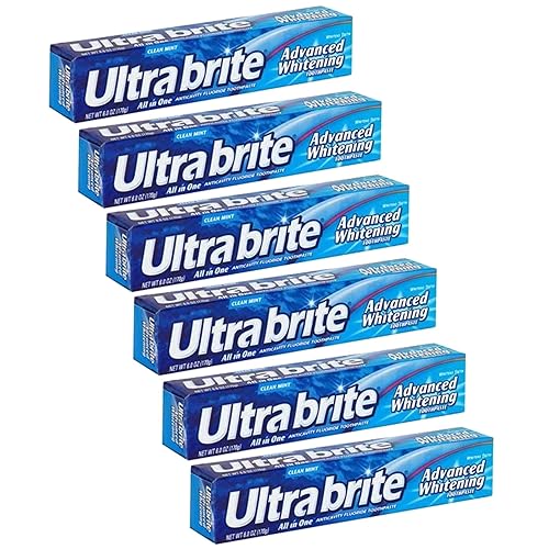 Ultrabrite Clean Mint - Pasta de dientes blanqueadora avanzada todo en uno, 6 onzas (paquete de 6)