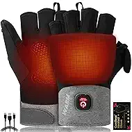 Heated Gloves for Men Women, Rechargeable Detachable Full & Half Hands Heated Glove Fingerless Electric Heating Gloves Hand Warmer for Work, Hunting, Skiing, Outdoor Work