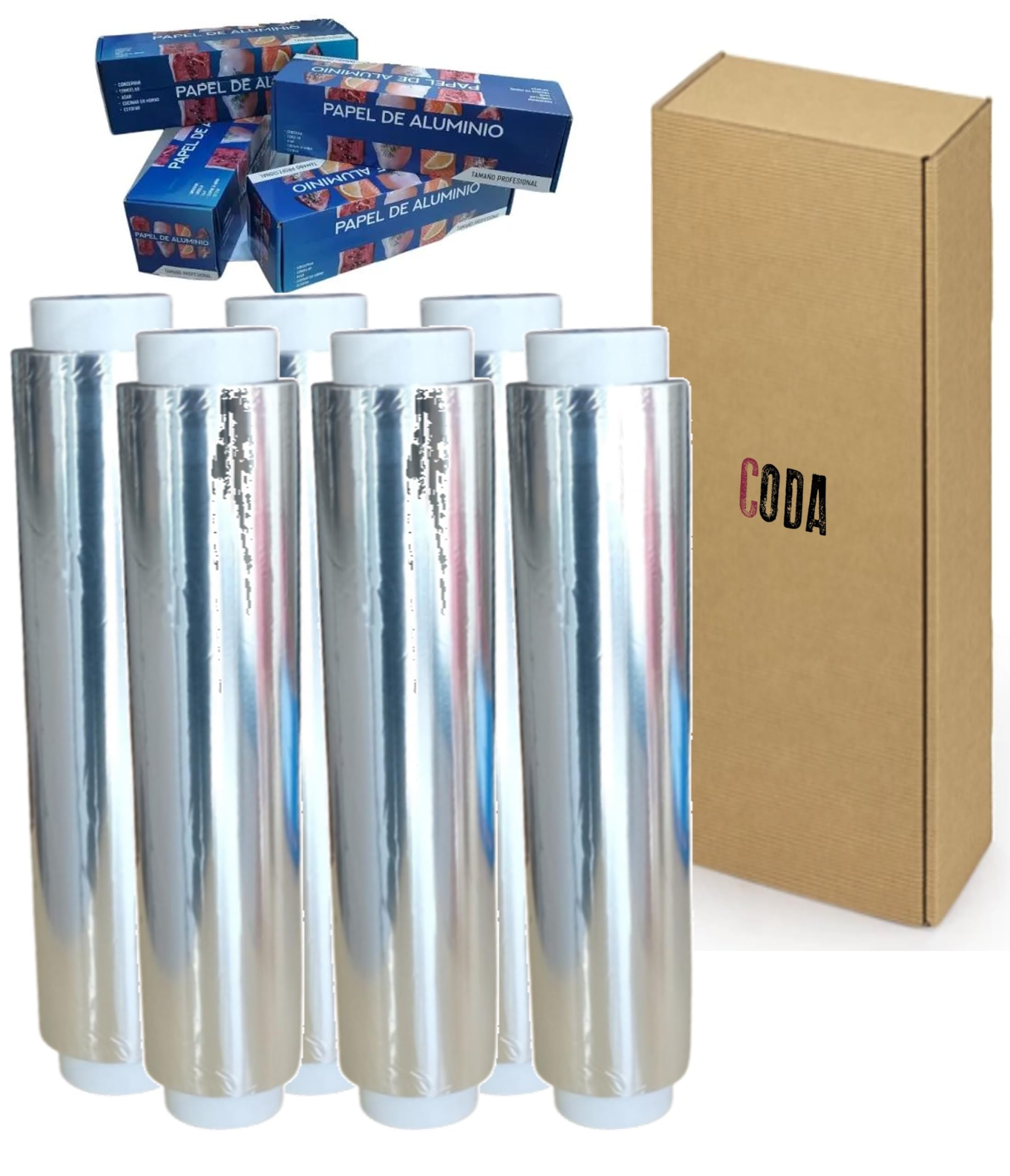 CODA - Papel de Aluminio Profesional 29x300 - Envio 24 h - Hostelería, Cocina, Peluquería - Rollo Industrial Universal Aluminio - Alta Categoría - 1,2 kg - Resistente - Maleable y Dúctil (1)
