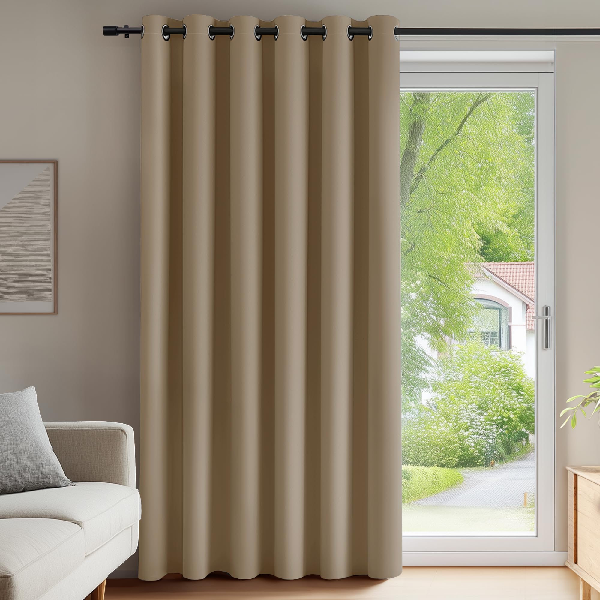 Deconovo Tenda Oscurante da Interno, Termica Isolante, Anti-Rumore, con Anelli, Ideale per Camera da Letto e Soggiorno, 200x210 CM, Cachi 1 Pezzo