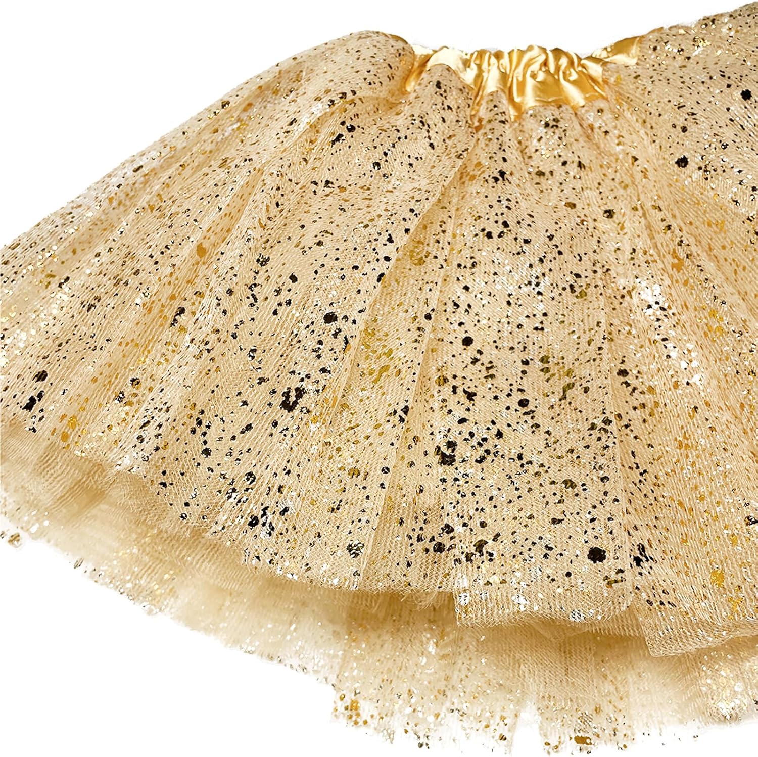 Baby Girls Gold Tutu Skirt, 3 Layer Sparkly Sequin Tulle Tutu for 3-12 Months (One Size), Infant Toddler Birthday Halloween Party Princess Dress Up Outfit Cake Smash Photo Props