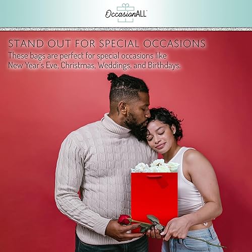 Miniatura 2 de OccasionALL Bolsas de regalo rojas, mini bolsas de papel de Navidad con asas para vacaciones, cumpleaños, bodas, recuerdos de fiesta, compras, venta