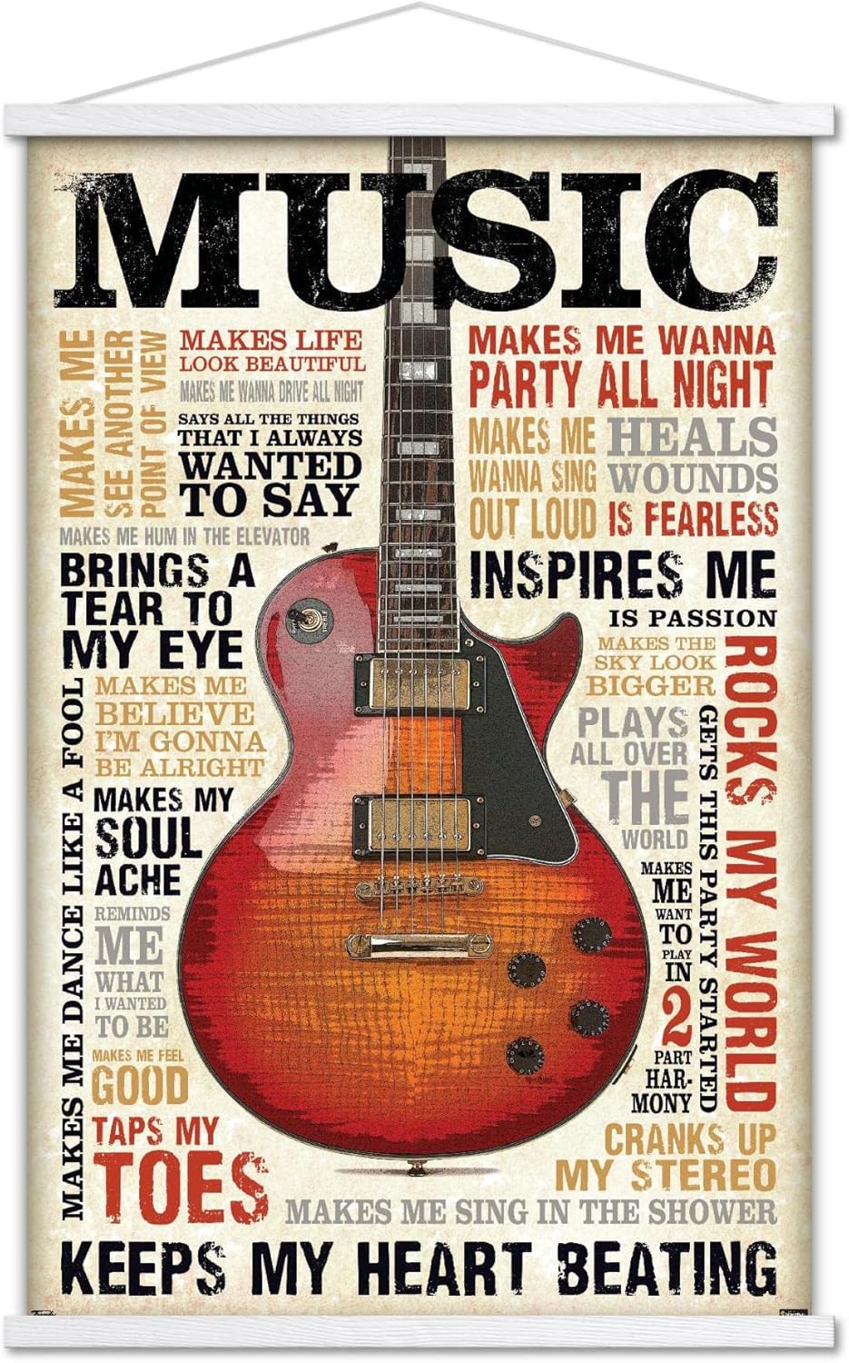 Trends International Music Inspires Me Wall Poster, 22.375" x 34", Premium Print and Black Hanger Bundle