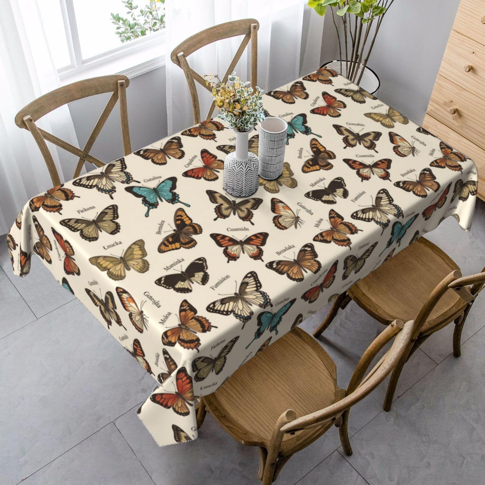 Nappe papillons réalistes 137x183cm imperméable en toile chic