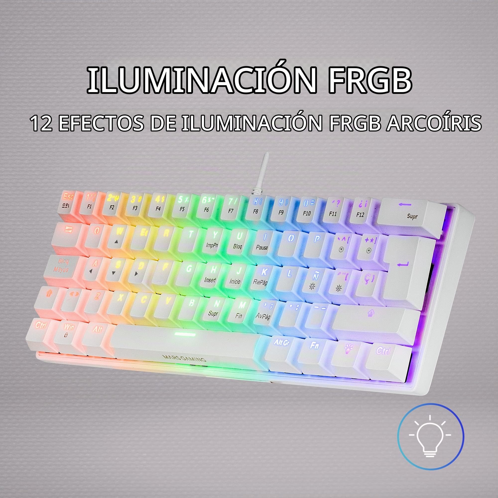 Mars Gaming T. Mecanico MK60 Rainbow. White