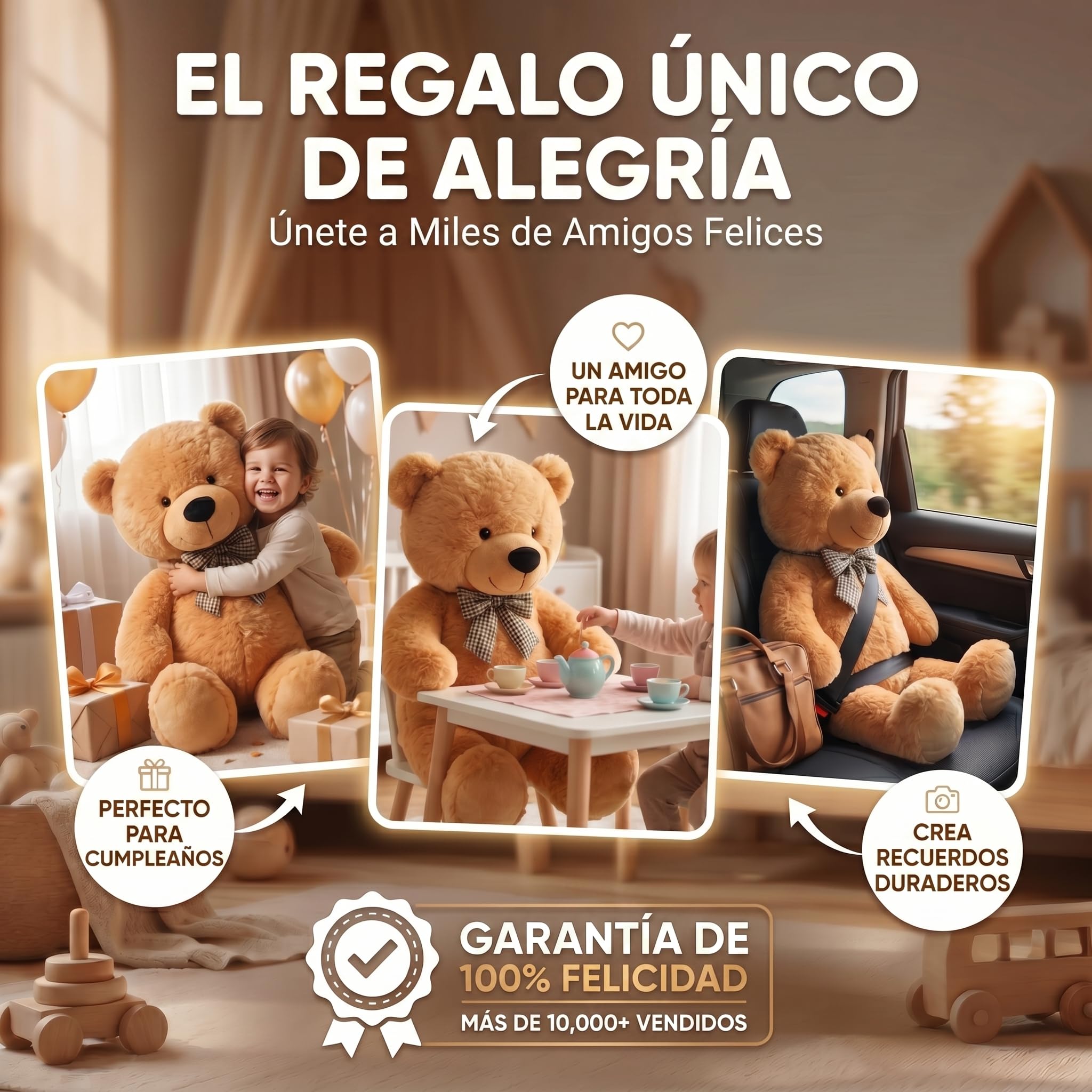 Feluna® Oso de Peluche Gigante 120 cm XXL con Lazo