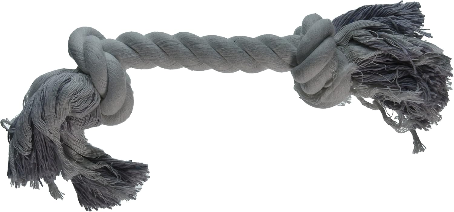 Penn-Plax 2-Knot Dog Rope Toy, Ruff | Great Exercise for Teeth and Gums | Fun and Durable, White, 15 1/2 Inch (RF23)