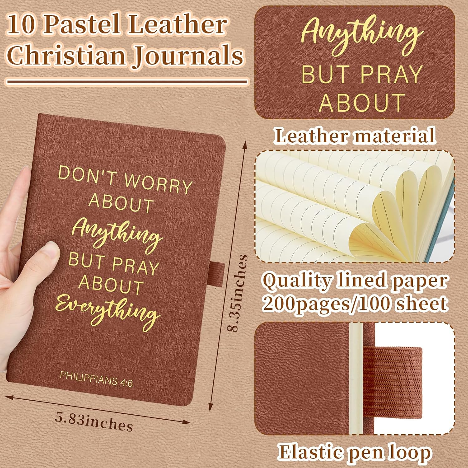 Thenshop 20 Pcs Christian Gifts for Women Bulk 10pcs Colorful Leather Christian Journals for Women Bible Notebooks with 10pcs Neutral Pens Inspirational A5 Prayer Journal for Church Gift