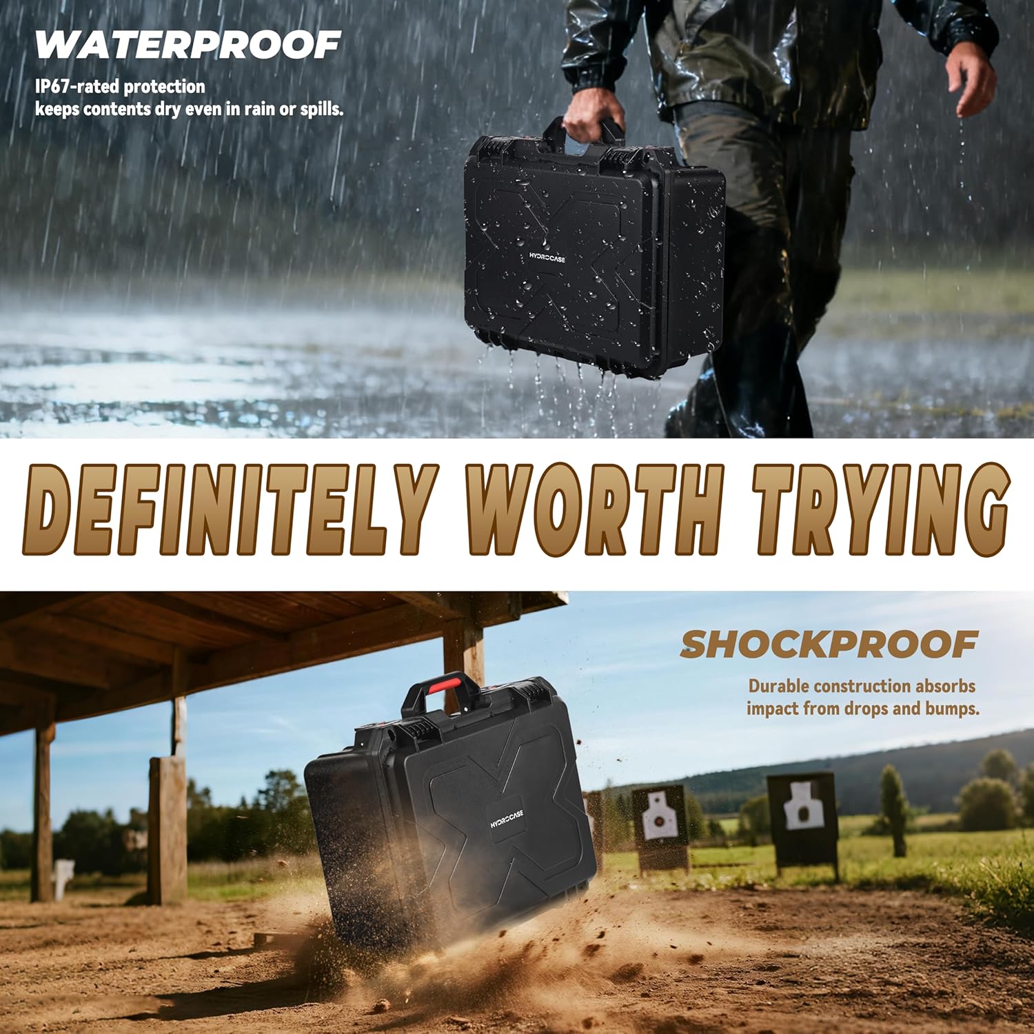 Multiple Gun Case Lockable for 5 Handguns, TSA Approved Travel Pistol Case with 2 TSA Locks, Heavy-Duty Waterproof Hard Shell Pistol Case with Silica Gel Canister, for Home & Travel