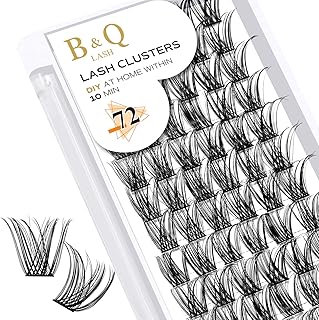 Cluster Lashes D Curl 14mm 72 Clusters B&Q Lash Clusters Individual Lashes Volume Eyelash Clusters DIY Lash Extensions Soft Wispy Cluster Eyelash Extensions DIY at Home (B10,D-14mm)