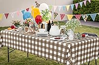 Vista 74 de Smiry Paquete de 10 Manteles Desechables de Cuadros Vichy Azules - 54" x 108" Mantel de Plástico de Servicio Pesado, Cubiertas de Mesa Impermeables