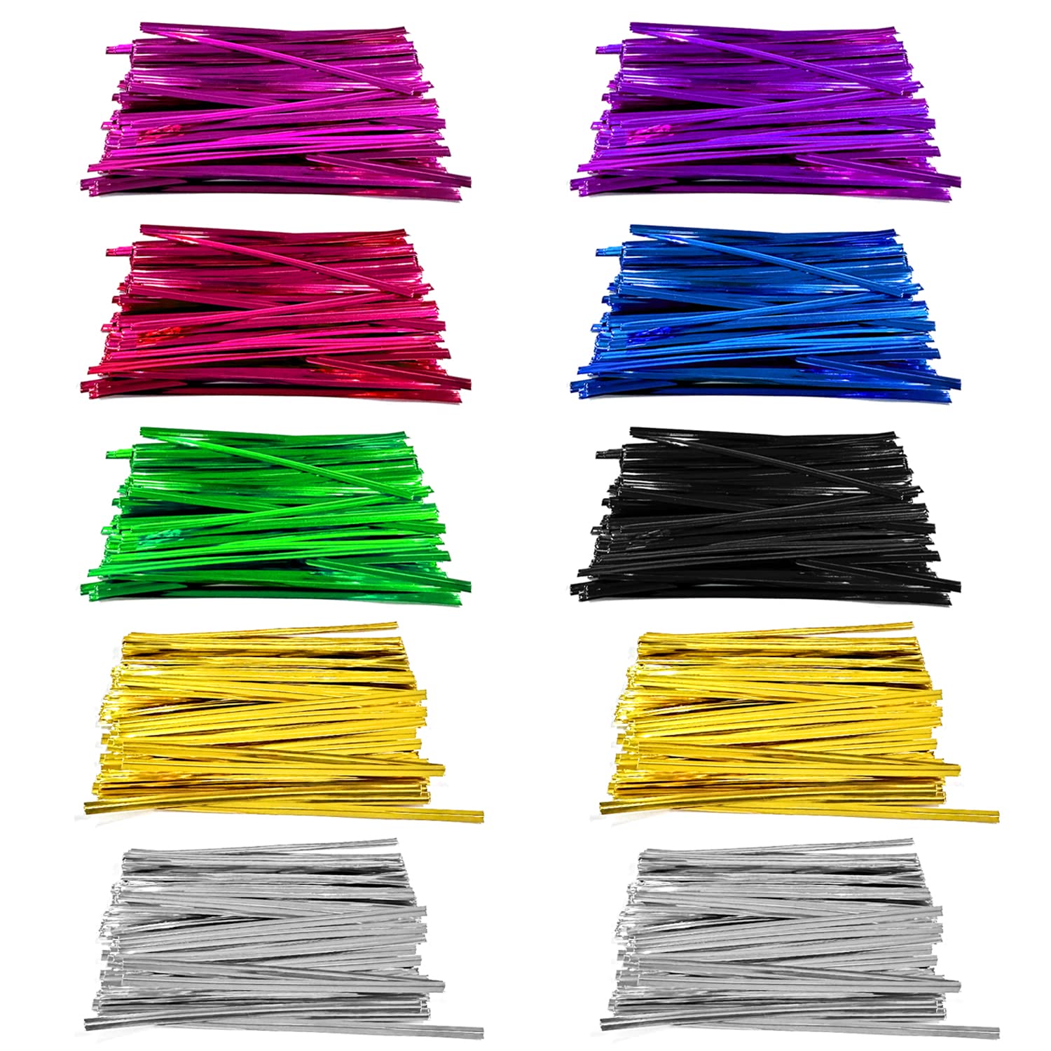 Mueead Black 1000Pcs 10Cm Cable Ties, 8 Colors, Sealed Cable Ties Packaging, Metal Bow Ties, Suitable For Candy Bags, Party Supplies, Wrapping Gifts