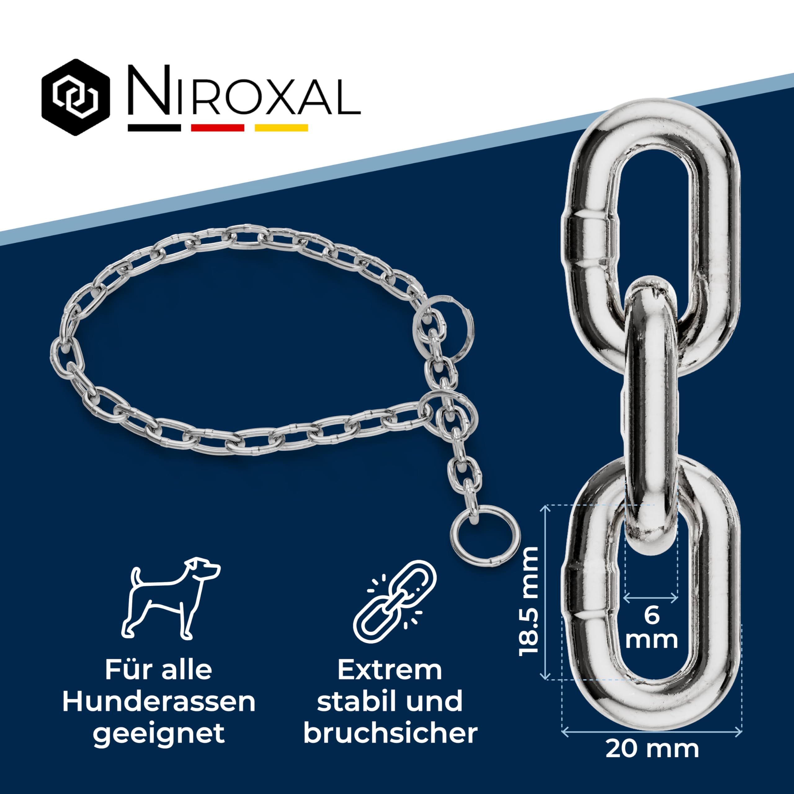 Cadena de Entrenamiento para Perros de Acero Inoxidable con Cadena de eslabones Cortos, 6 mm x 80 cm