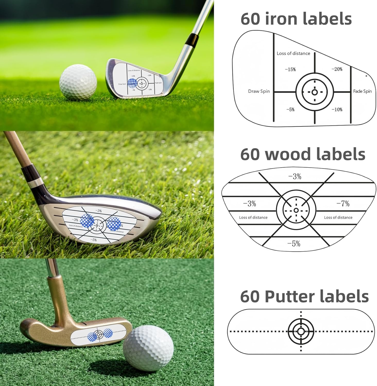 Golf Impact Tape Labels 180 PCS Golf Impact Stickers for Swing Training Improve Golf Swing Accuracy Distance Sticky Golf Pro Club Sweet Spot Consistency Analysis thumbnail
