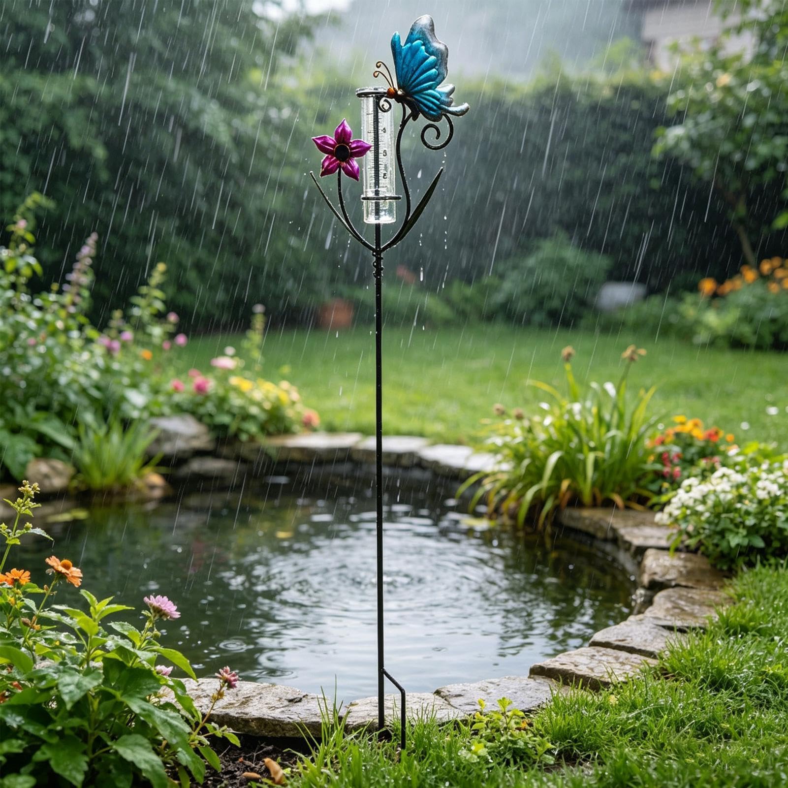 Générique Pluviomètre Extérieur Décoration pour Jardin Design Papillon avec