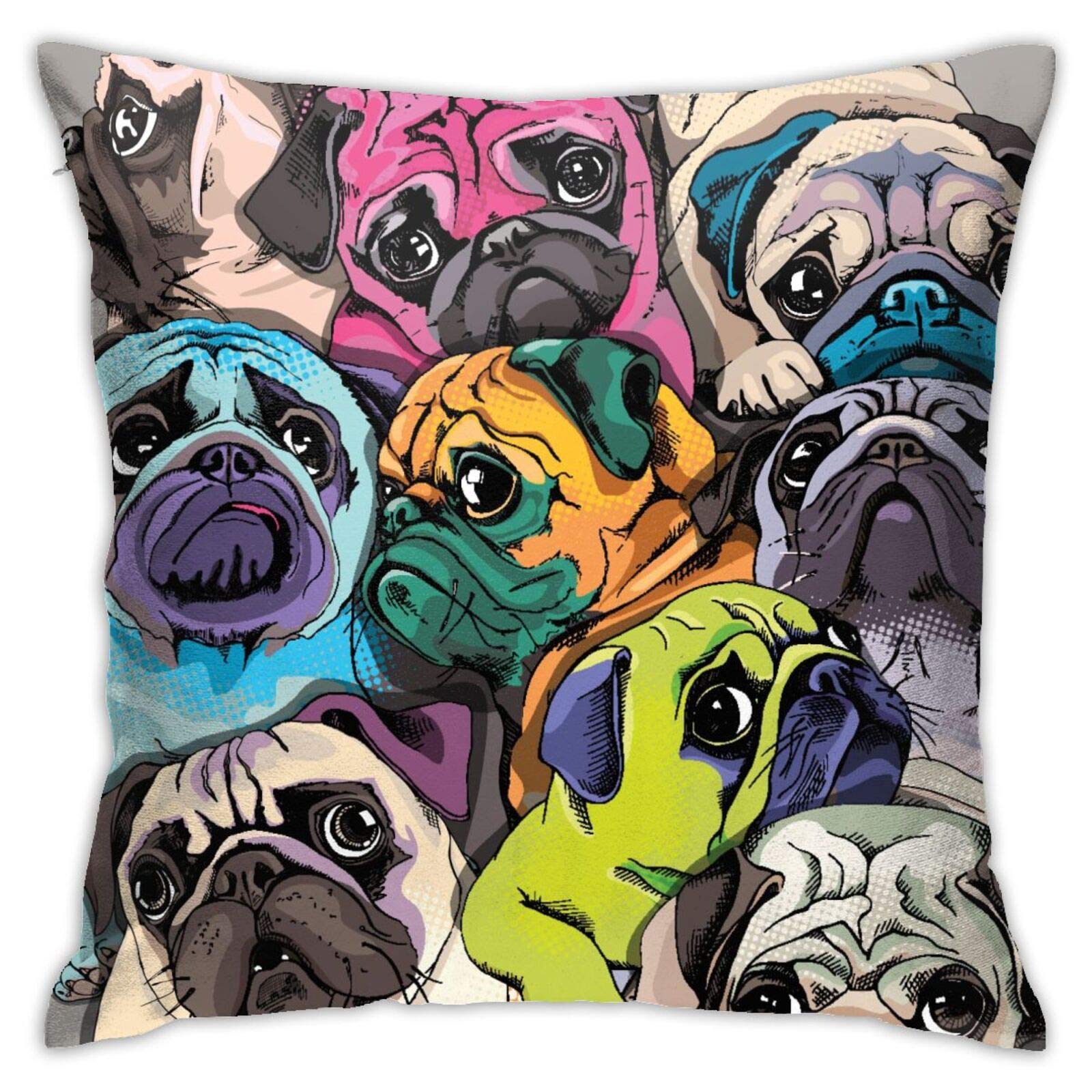犬の顔 『パグ』クッションカバー Amazon.co.jp: DADABULIU パグ犬 クッションカバー 45×45cm 抱き