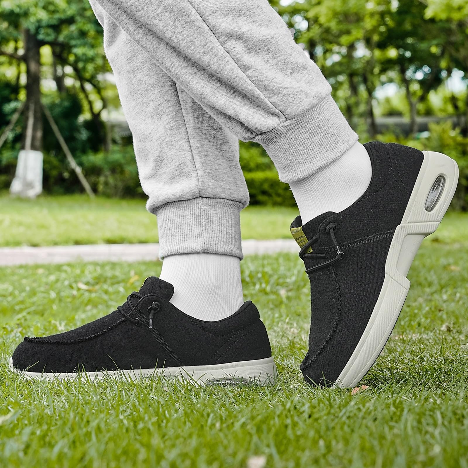 Damskie buty do chodzenia dla diabetyków Męskie wsuwane buty sportowe - bardzo szerokie Lekkie, oddychające, antypoślizgowe Modne tenisówki do uprawiania sportu i biegania(Czarny,EU 40.5)
