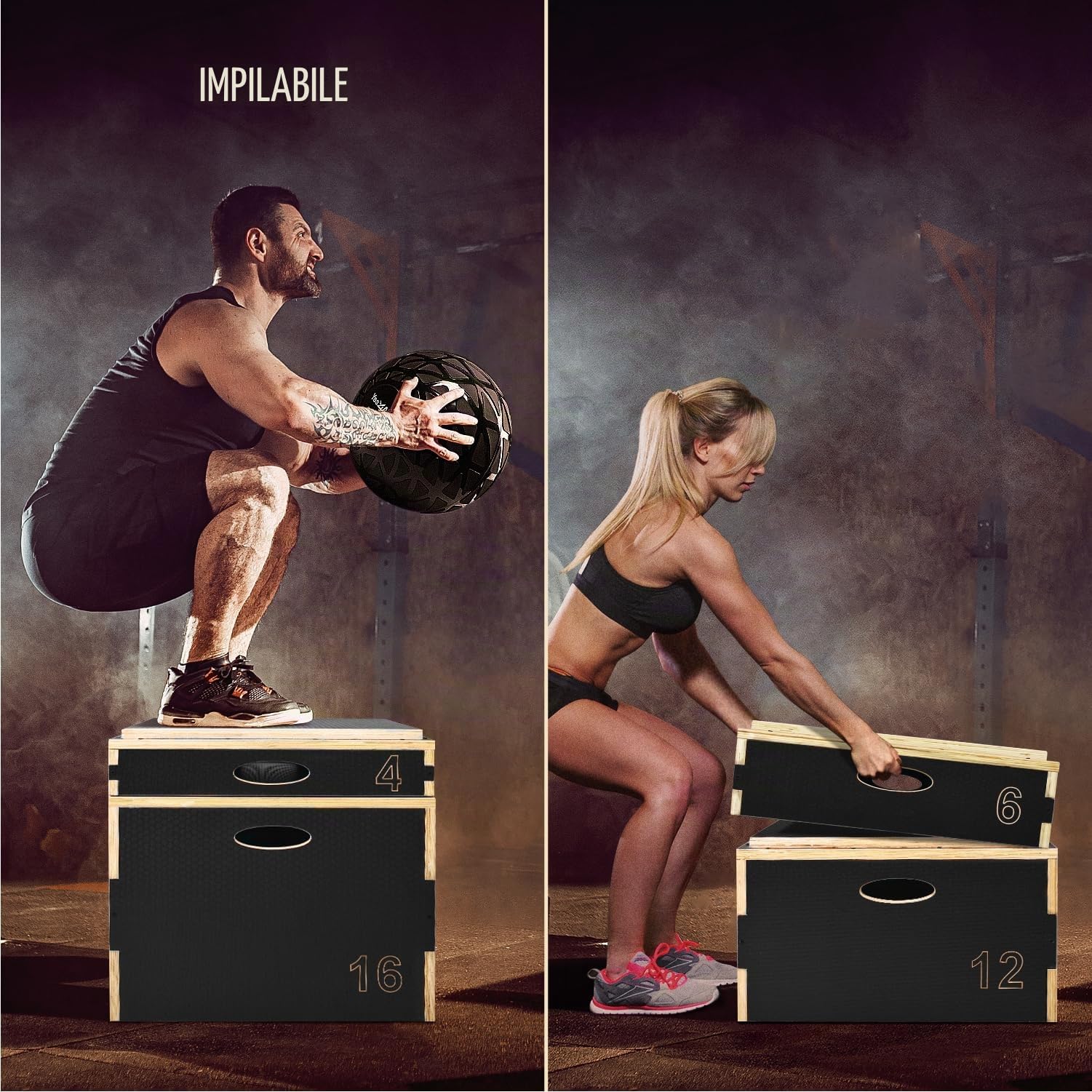 Yes4All, Box pliometrico 3 in 1 in legno, piattaforma pliometrica per allenamento di salto, jump box per esercizi e allenamento nella palestra domestica e all'aperto