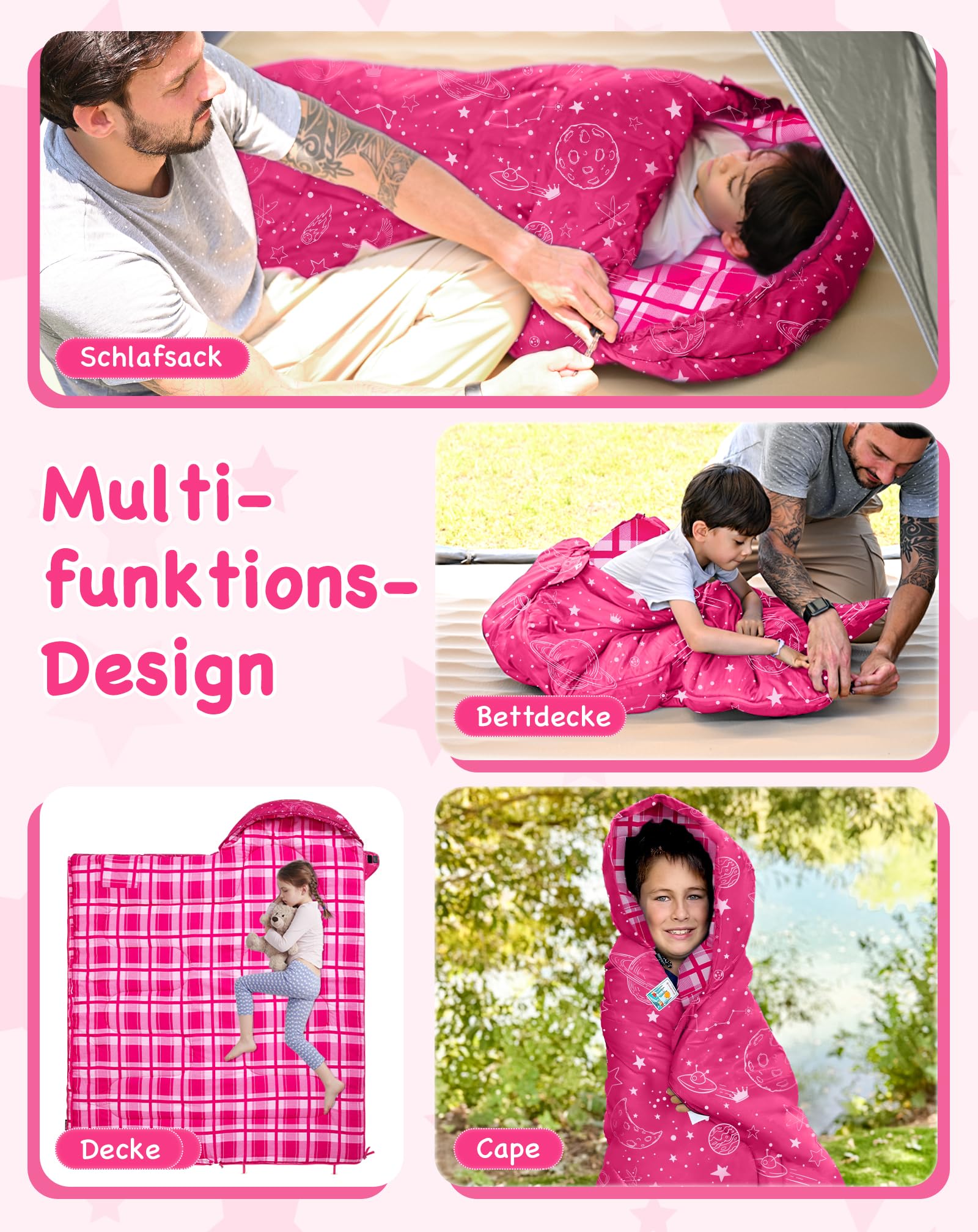 KingCamp Kinderschlafsack Flannel,Leicht, Wasserdicht und Kompakt,Schlafsack Winter,Deckenschlafsack 4 Jahreszeiten,Camping Zubehör,Geeignet für Kinder unter 140cm Größe, Komfort: 7°C