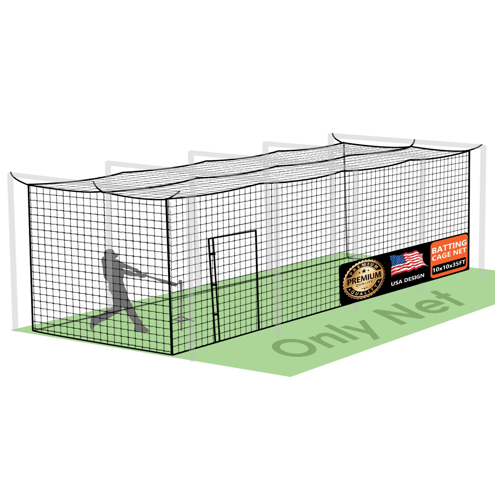 VEVOR Cage de Frappeur 3,6x3,6x3 m Filet d'Entraînement de Baseball Softball Poteaux en Fibre de