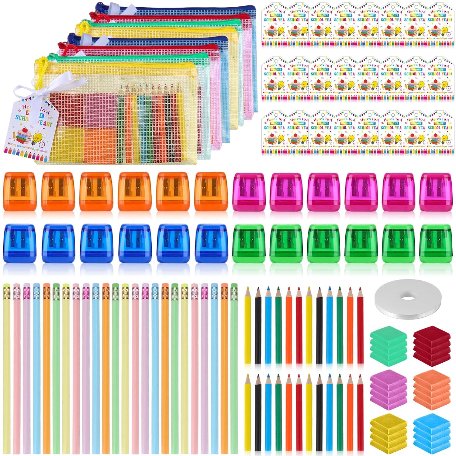 145 Pcs Back to School Supplies Kit Bulk Include Mesh Zipper Pouch Bags