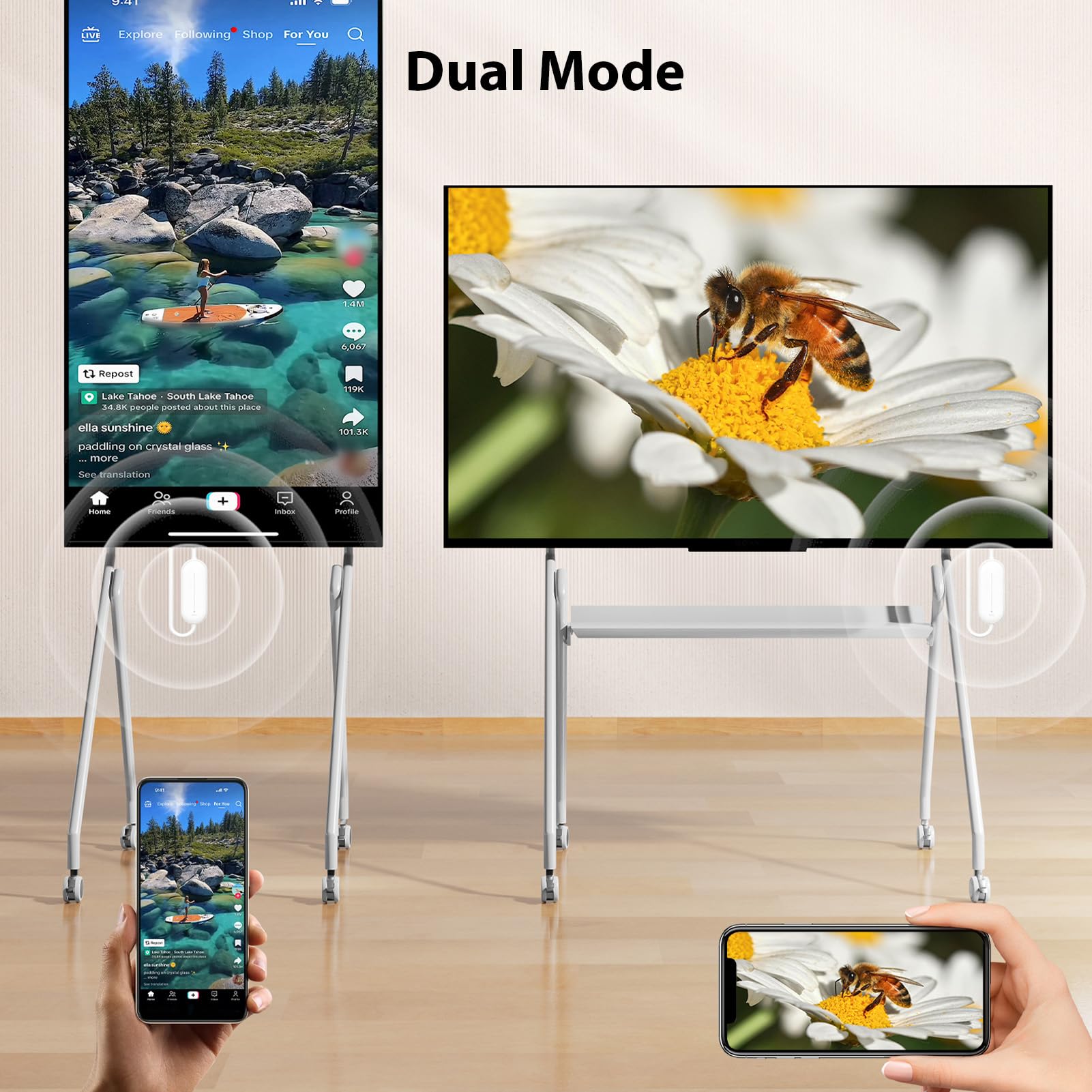 Topiky Bezprzewodowy Adapter Wyświetlacza HDMI, Bezprzewodowy Przedłużacz HDMI 1080P FHD Odbiornik Lustrzany Ekranu do Smartfona Laptop TV Monitor Projector