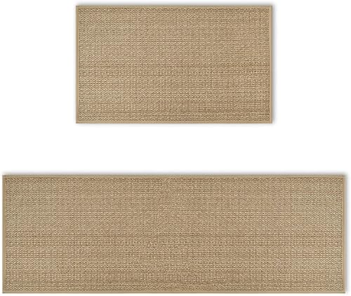 Miniatura 9 de Artoid Mode Juego de 2 alfombras y tapetes de cocina lavables, de goma antideslizante, absorbentes, para el piso delantero del fregadero, pasillo,