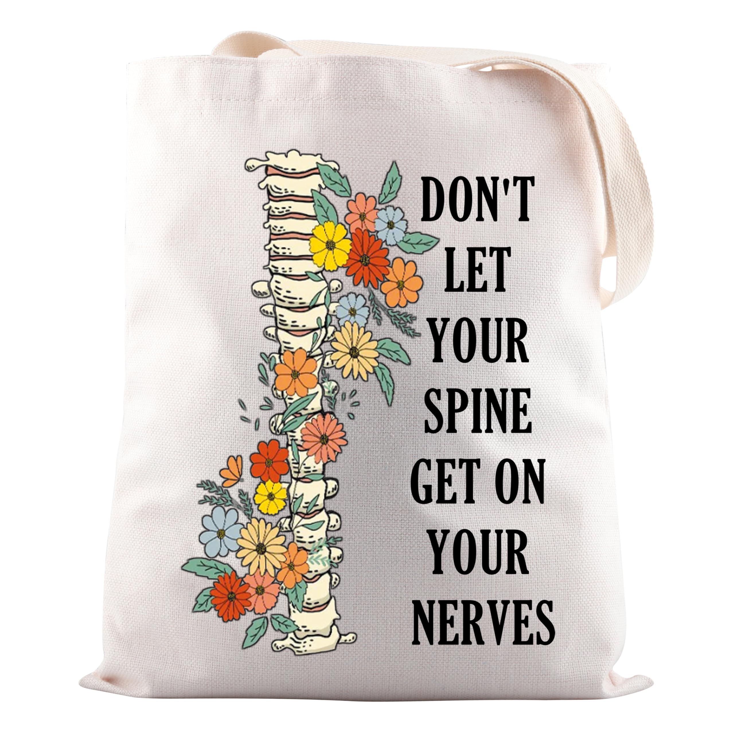 JNIAP Chiropractor Gift Don't Let Your Spine Get On Your Nerves Tote Bag Spine Therapy Gift