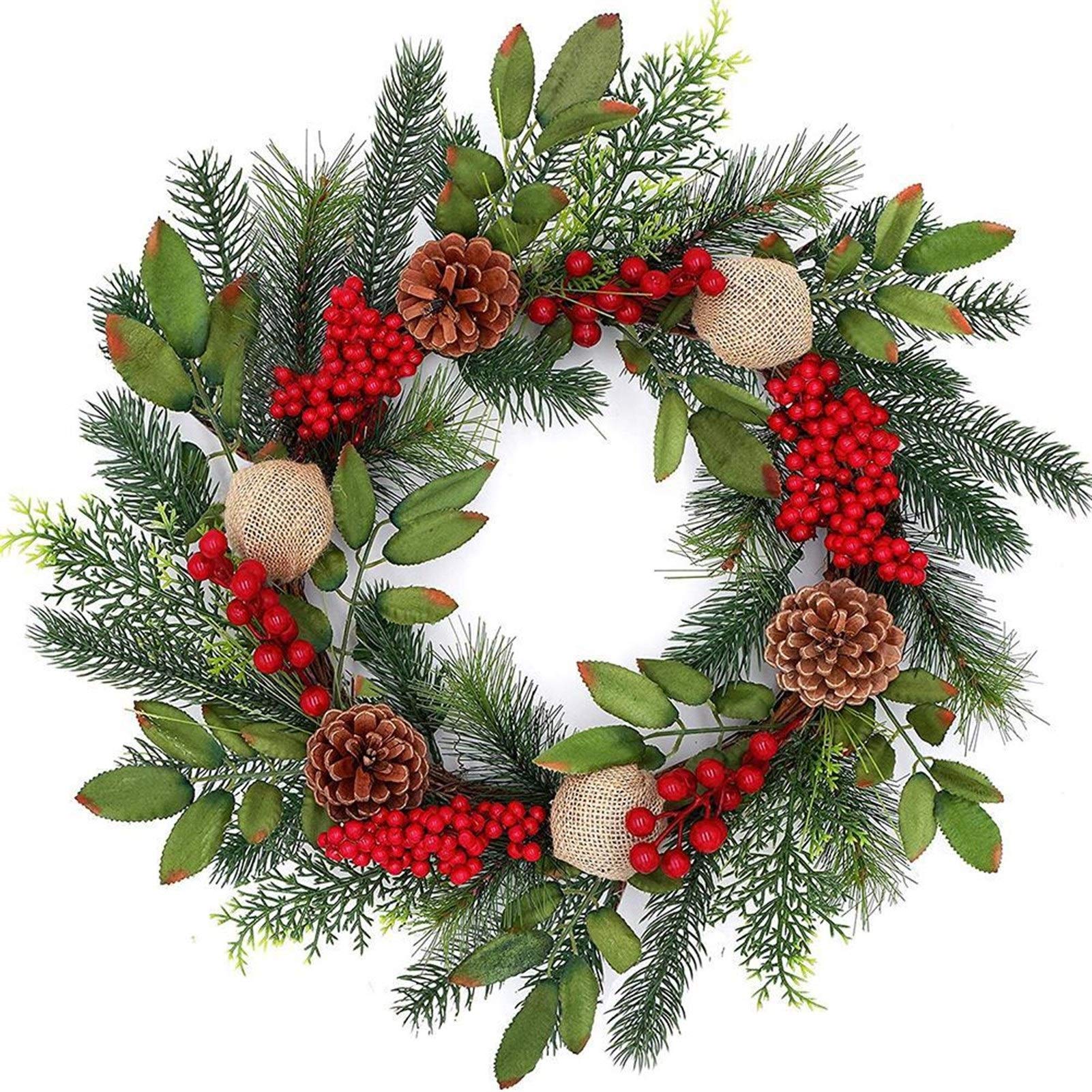 Guirlande de Noël décorative 60 cm avec pommes de pin naturelles et baies