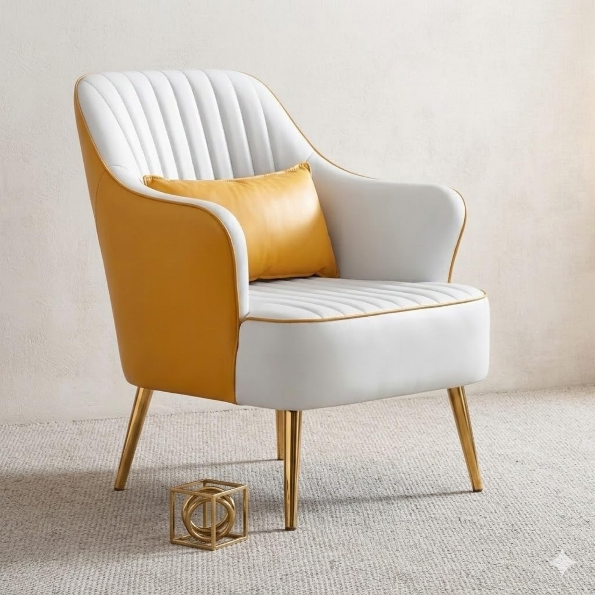 Velvet Accent Chair for Living Room, Modern Upholstered Armchair with Gold Metal Legs, Luxury Velvet Lounge Chair for Bedroom, Reading, Office & Home Décor (Mustard)-image-47