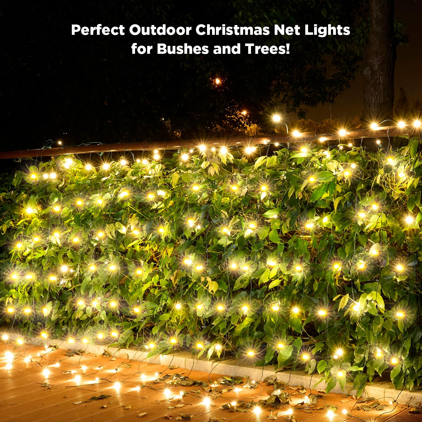 KiflyTooin Red de luces LED de Navidad para exteriores, iluminación de red de Navidad con 200 luces LED de 9 x 6 pies, luz de red de malla para interiores y exteriores, para árboles de Navidad