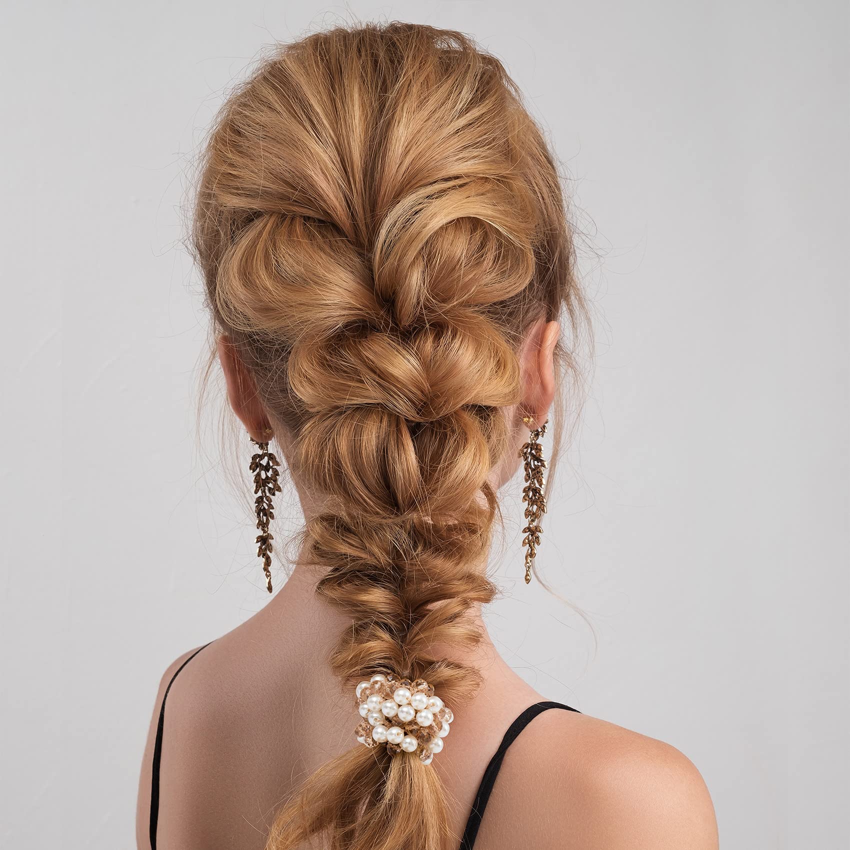 Pink Rhinestone Crystal Floral Ponytail Holder Elastic Hair Tie Women Amazon.com : 4 PCS HINZIC Pearl Crystal Hair Elastic Ties  main image 2