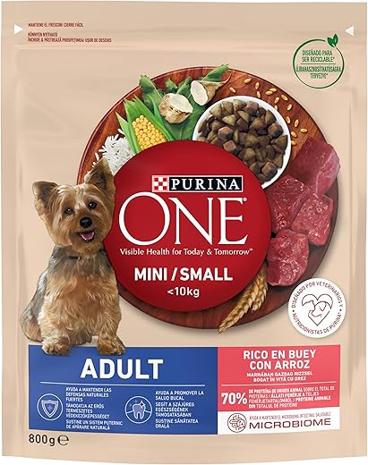 Purina One – Pienso para perros adultos minis Purina One buey y arroz. 800 g
