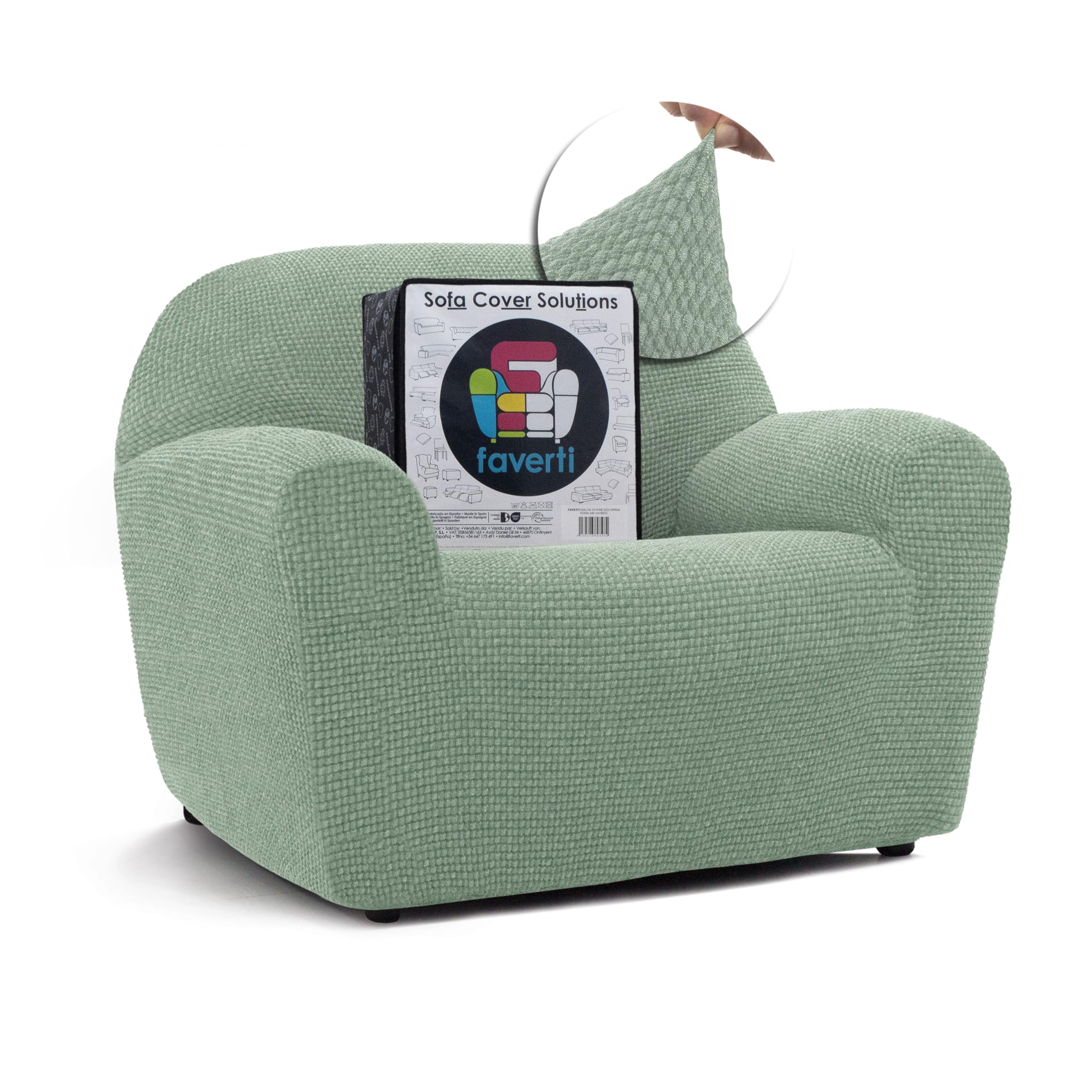 Funda sillón elástica protector universal jacquard turquesa 1 plaza