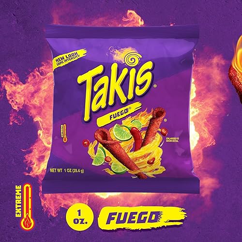 Vista 18 de Barcel Takis Mini Fuego Chili and Pepper Lime Tortilla Chips, 28 gm, (04010186)