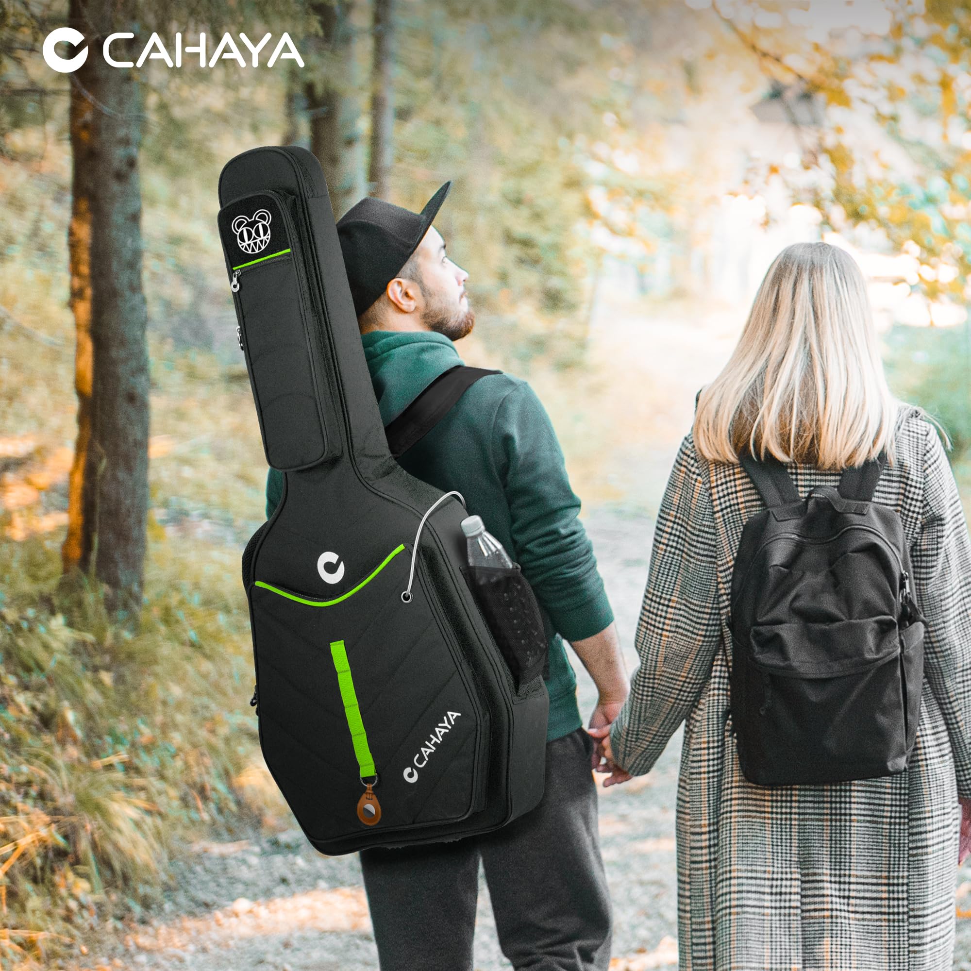 CAHAYA Funda para Guitarra Acústica - Bolsa Suave con Parche Adhesivo Personalizable Bolsillo Lateral para Botella de Agua Acolchado de 12 mm Material Resistente al Agua para 40 41 42 Pulgadas