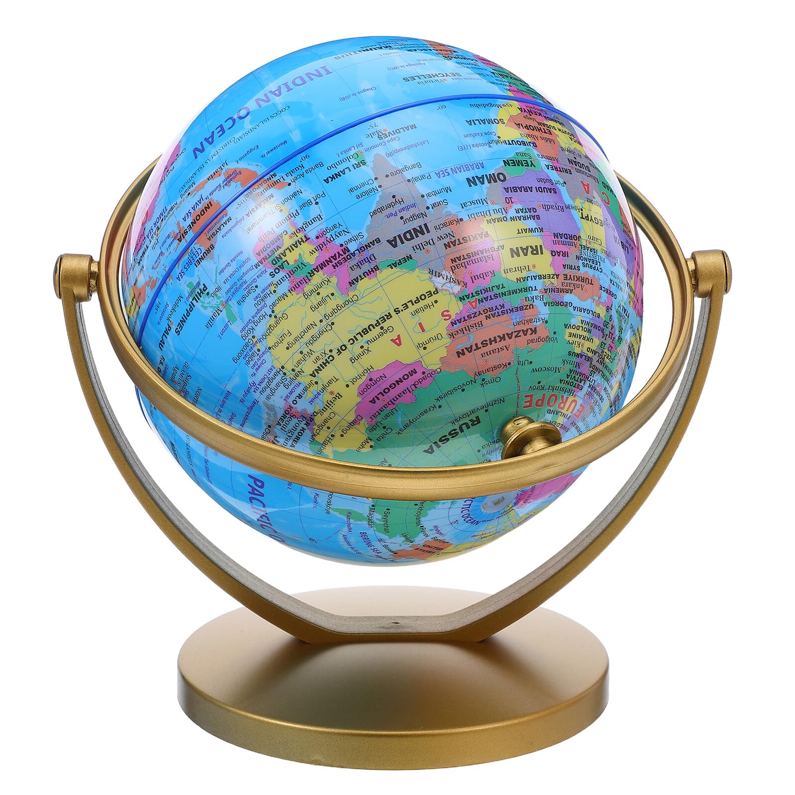 Kleiner 20cm Drehbarer Erdkugel mit Goldfarbenem Sockel Wasserfeste Weltkarte Schreibtischdekoration und Geografie Lernhilfe für Schüler und Homeoffice