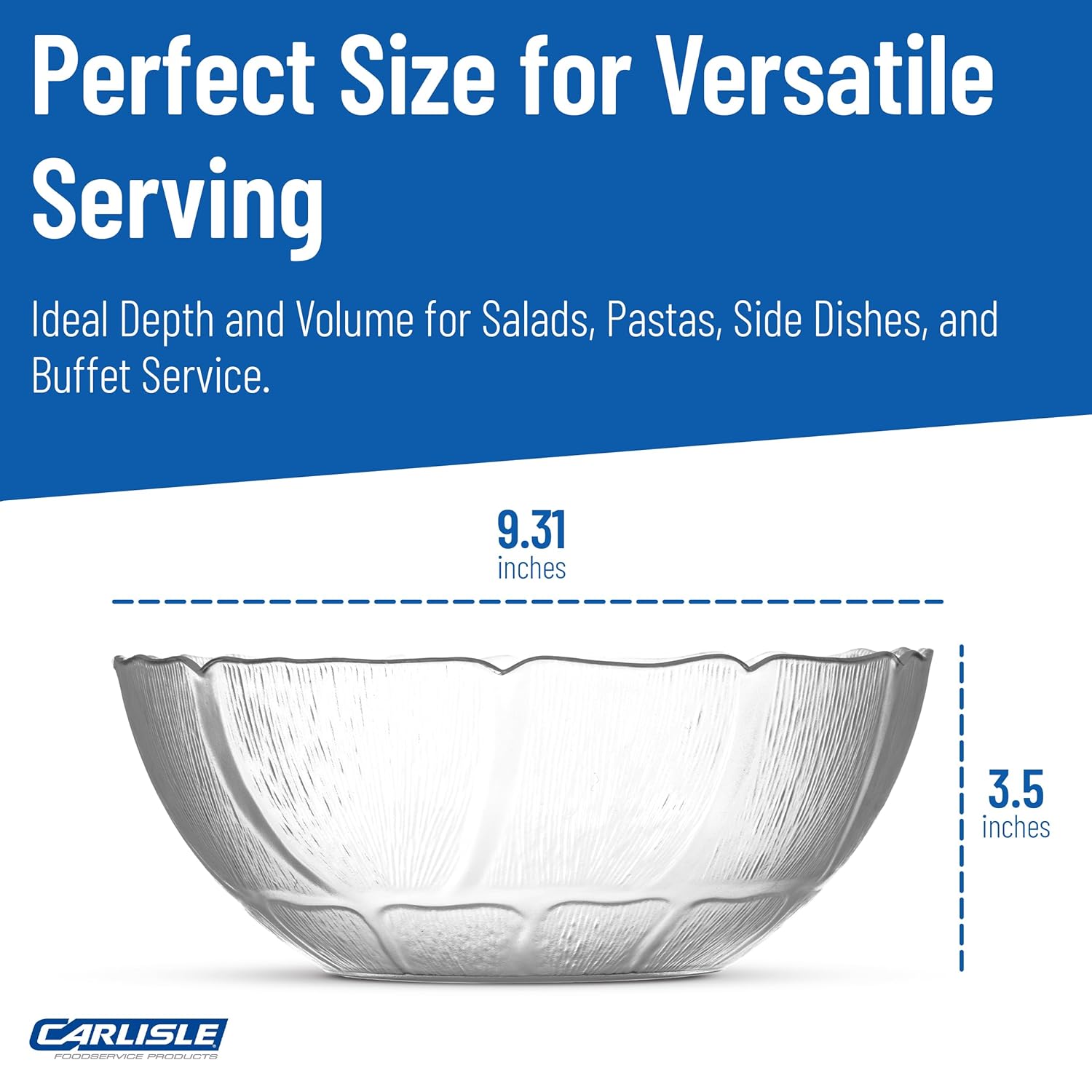 Carlisle FoodService Products Petal Mist Plastic Bowl, 9 Inch Diameter for Catering, Buffets, Restaurants, Polycarbonate (Pc), 2.4 Quarts, Clear, (Pack of 12)