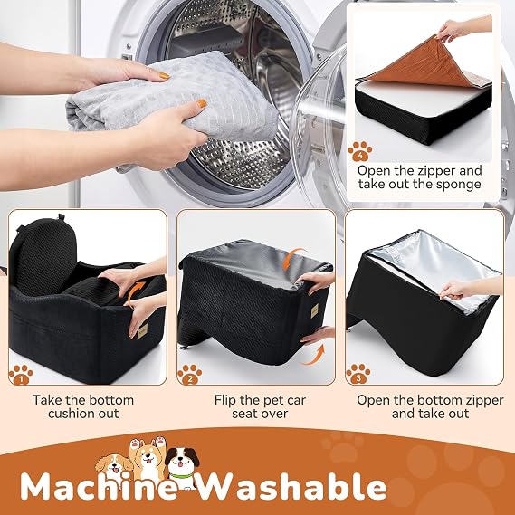 Dog Car Seat for Medium & Small Dogs – Waterproof & Washable Booster Seat