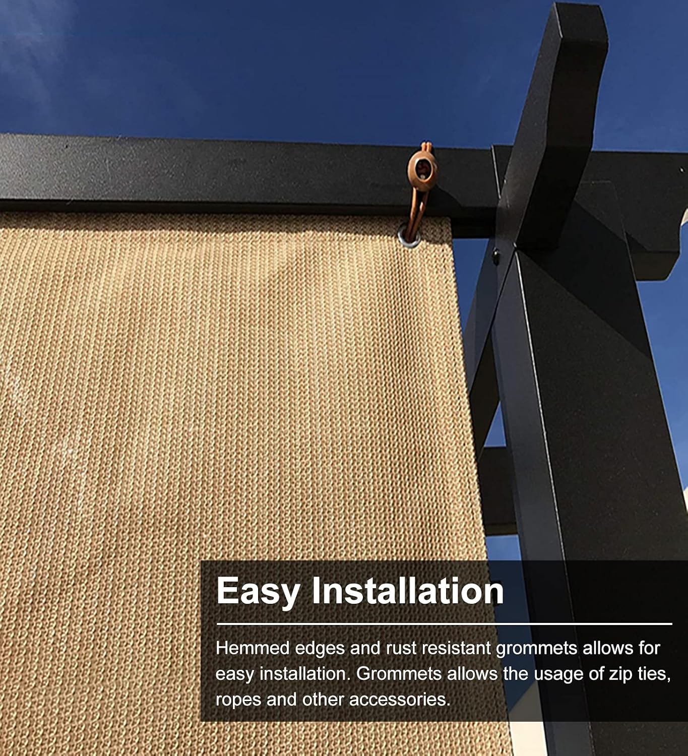 70% Shade Cloth for Greenhouses, Patios & Awnings - Durable Beige Mesh Tarp 4m x 5m (13ft x 16ft) - UV Protection for Gardens & Pet Kennels