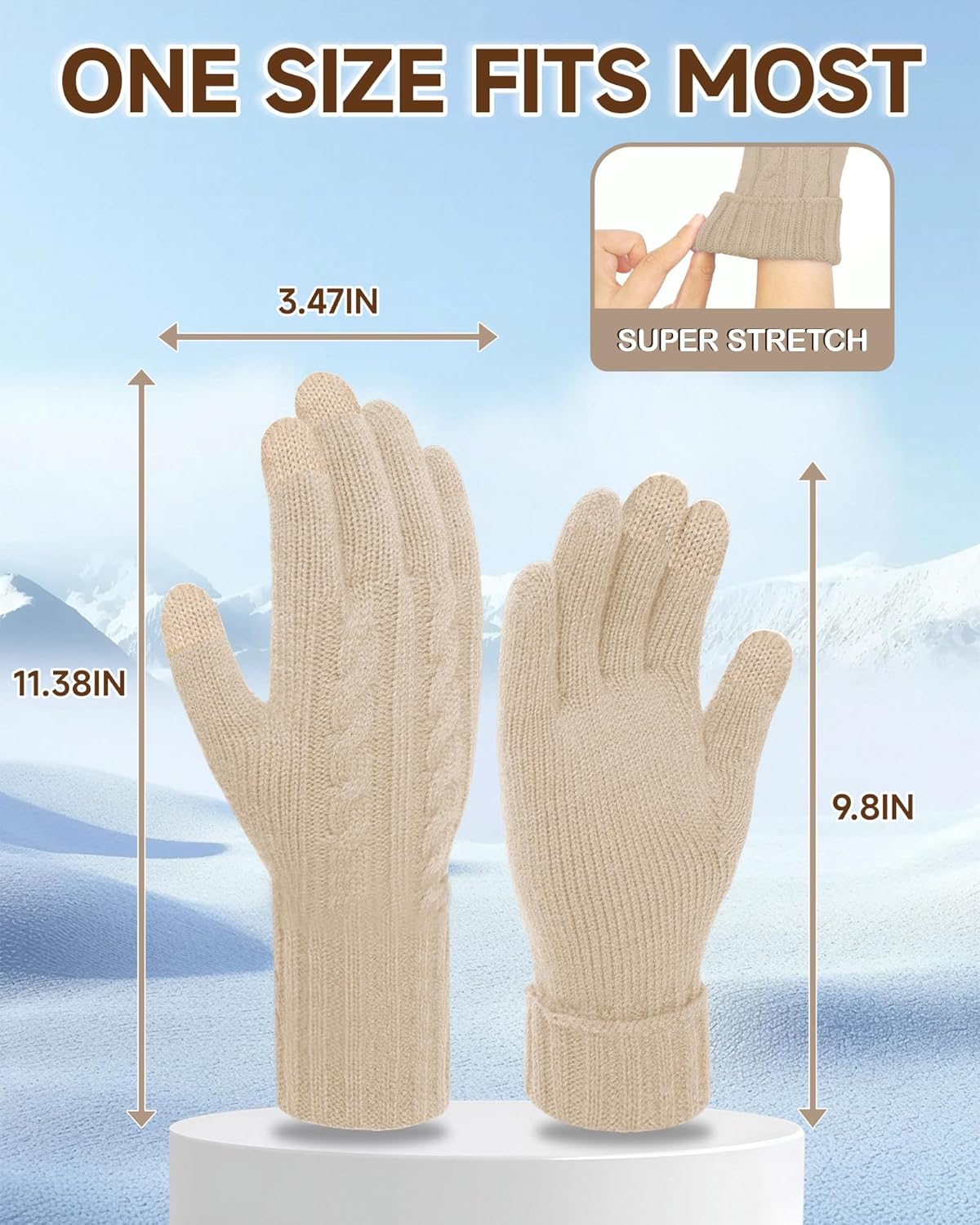 Wandx Womens Winter Gloves, Warm Knit Gloves for Cold Weather Long Cuff Touch Screen Gloves for Women Men - Image 5