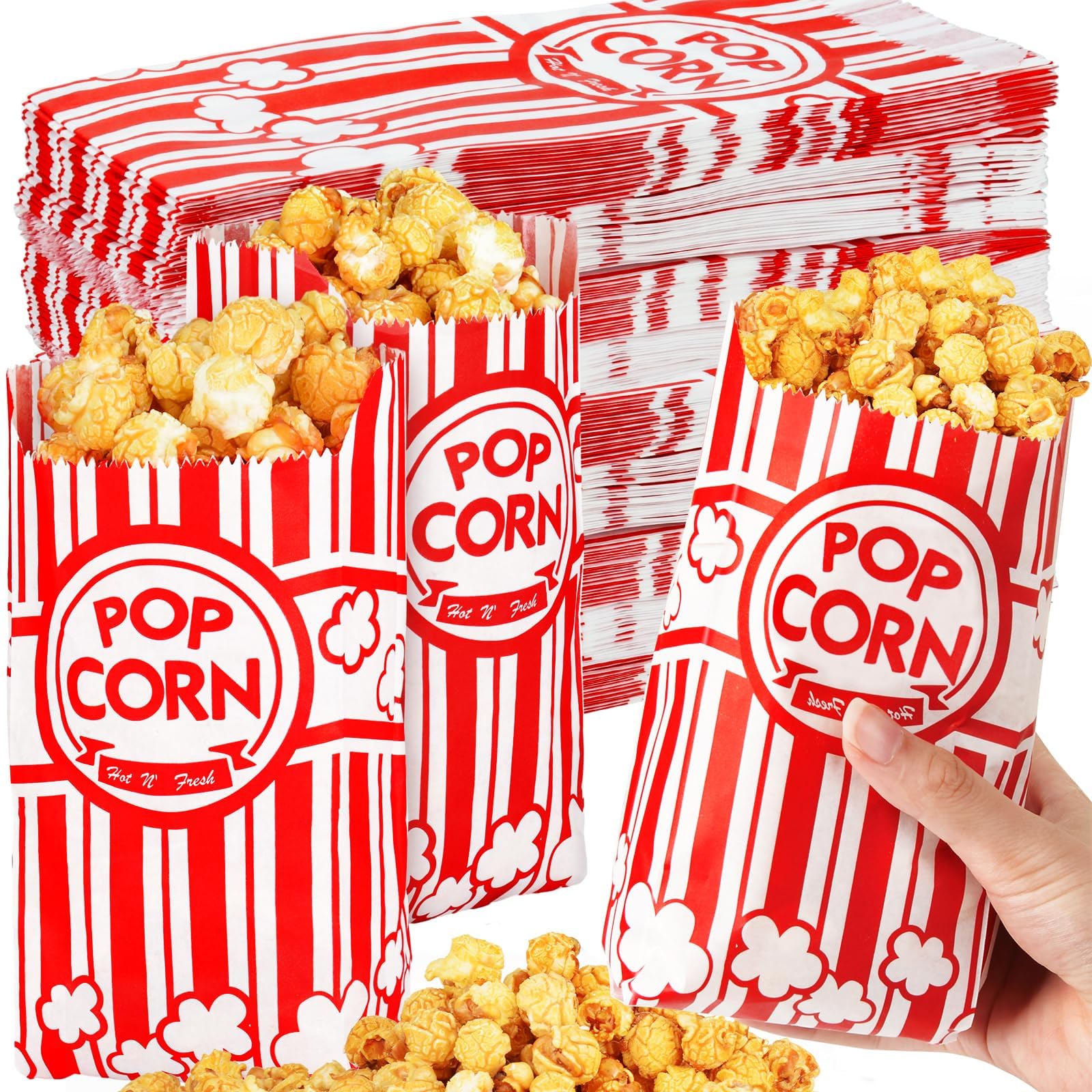 200 Pcs Paper Popcorn Bags for Party, 1 Oz Small Vintage Individual Servings Popcorn Container Pop Corn Bags Bulk for Popcorn Machine Accessories Supplies Movie Nights