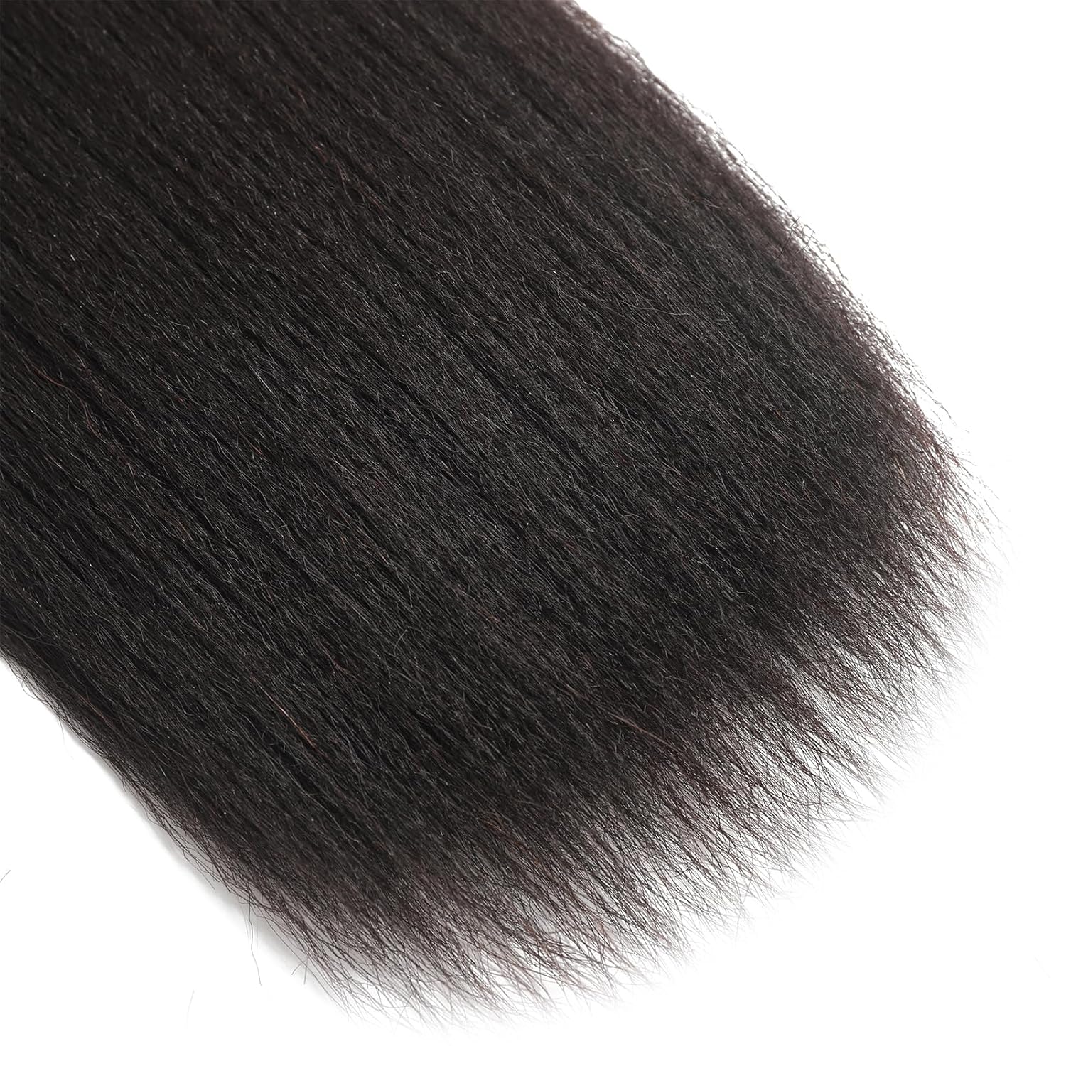 Kinky Straight Bundle Synthetic Hair Extensions 22 inch 1 Bundle Yaki Kinky Straight Bundles for Black Women Natural Color