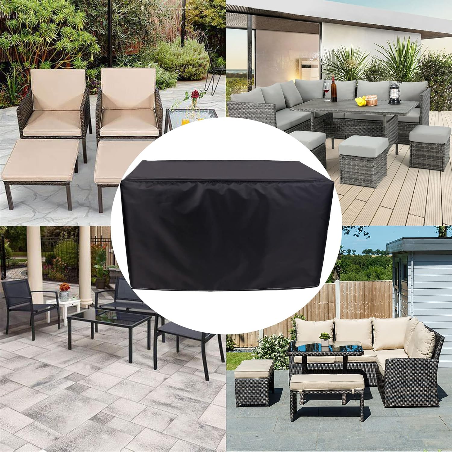 Rectangular Patio Furniture Covers Waterproof 34x34x30in, Outdoor Garden Furniture Covers Heavy Duty, General Purpose, 420D Oxford Outside Table and Chair Covers