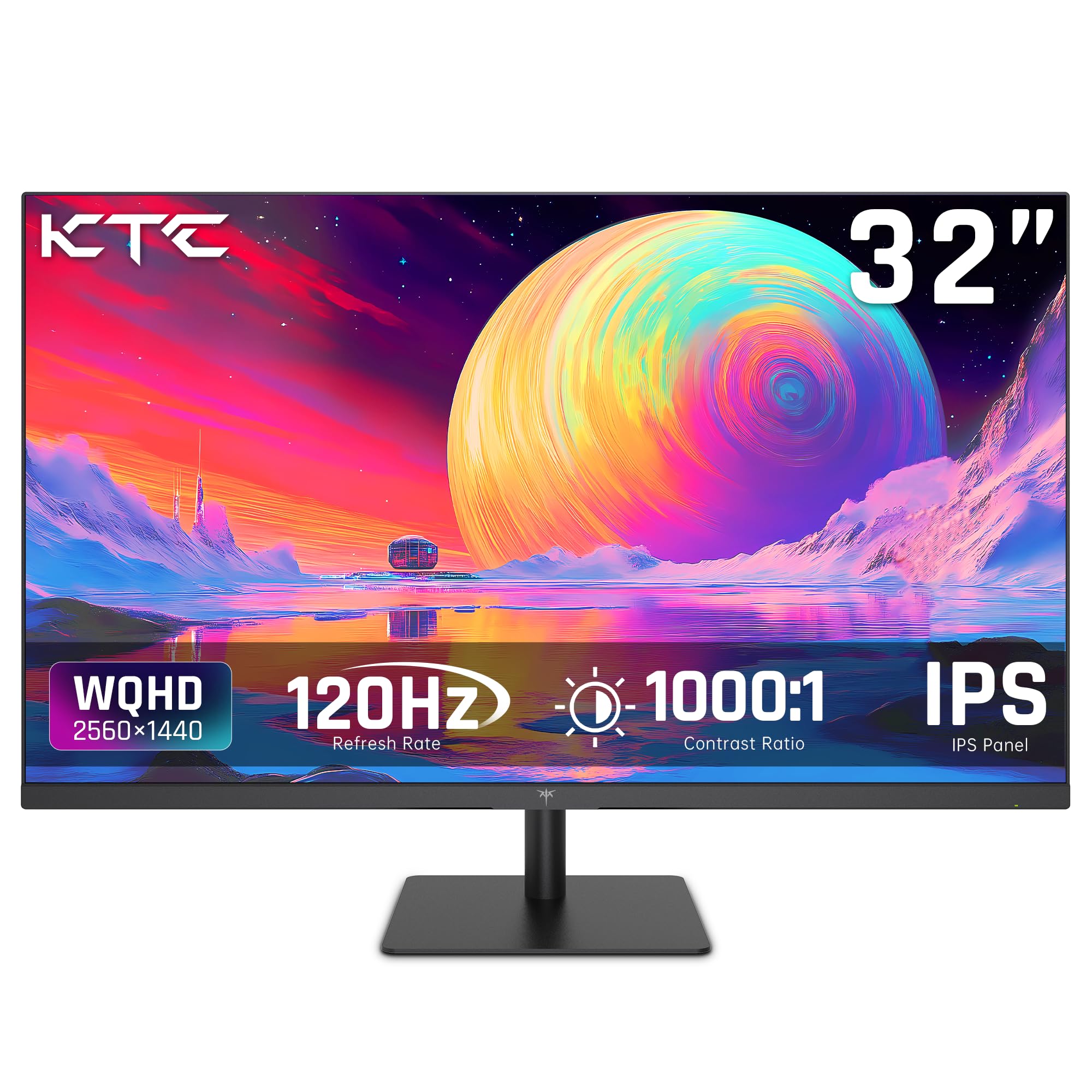 KTC Flat 32 Inch Monitor, QHD 1440P 2K 100Hz IPS Large Computer